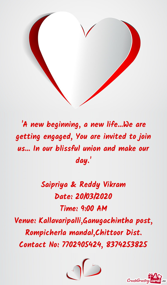 "
 
 Saipriya & Reddy Vikram
 Date