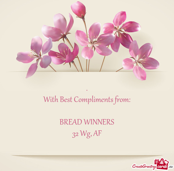 .  With Best Compliments from:    BREAD WINNERS  32 Wg, AF