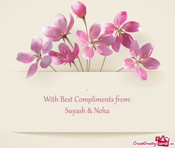 .  With Best Compliments from:  Suyash & Neha