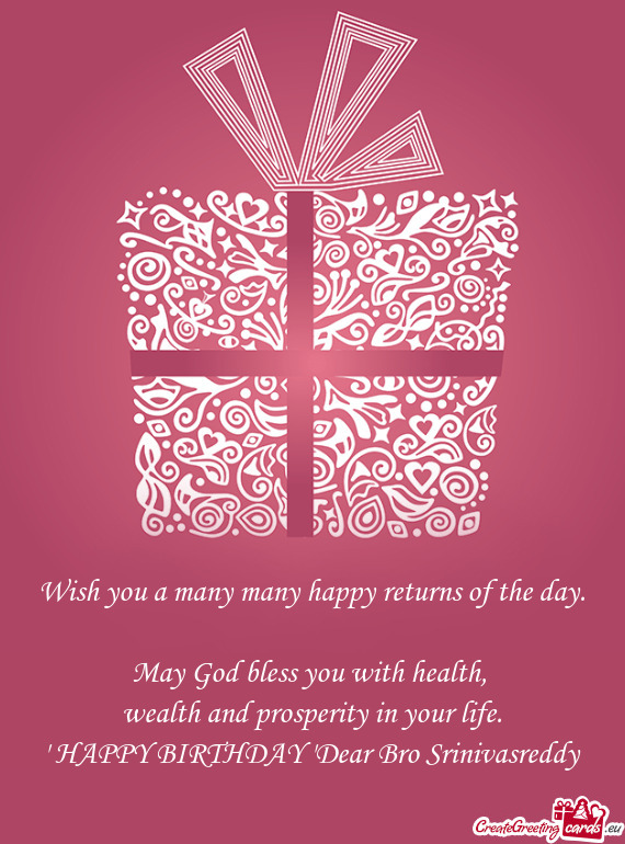 " HAPPY BIRTHDAY "Dear Bro Srinivasreddy