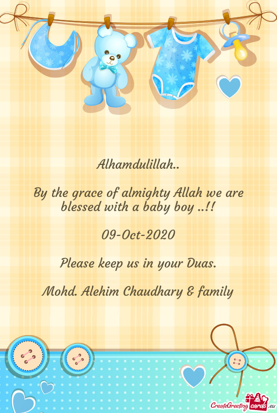 09-Oct-2020
 
 Please keep us in your Duas