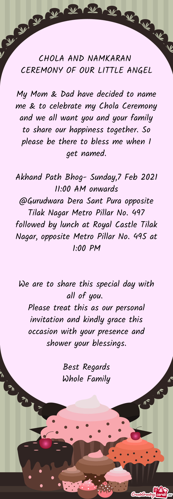 497 followed by lunch at Royal Castle Tilak Nagar