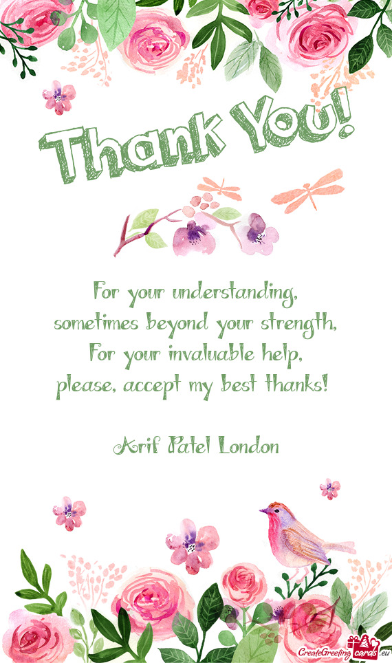 Accept my best thanks!  Arif Patel London