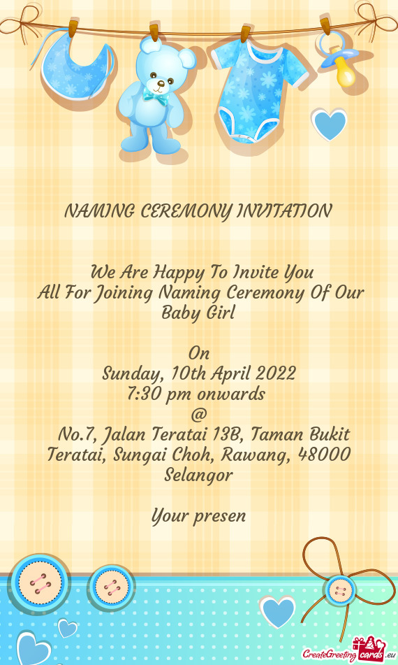 All For Joining Naming Ceremony Of Our Baby Girl