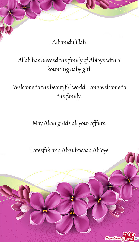 Allah has blessed the family of Abioye with a bouncing baby girl