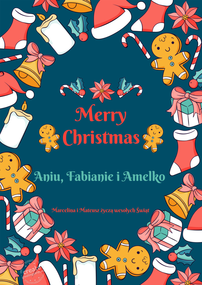 Aniu, Fabianie i Amelko Marcelina i Mateusz życzą wesołych Świąt