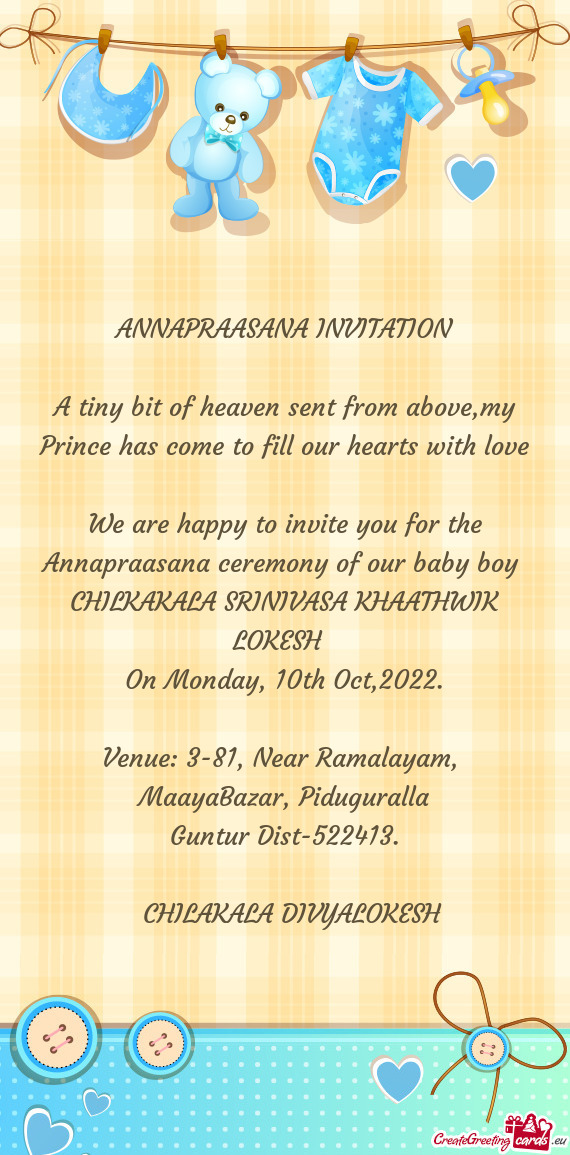 ANNAPRAASANA INVITATION