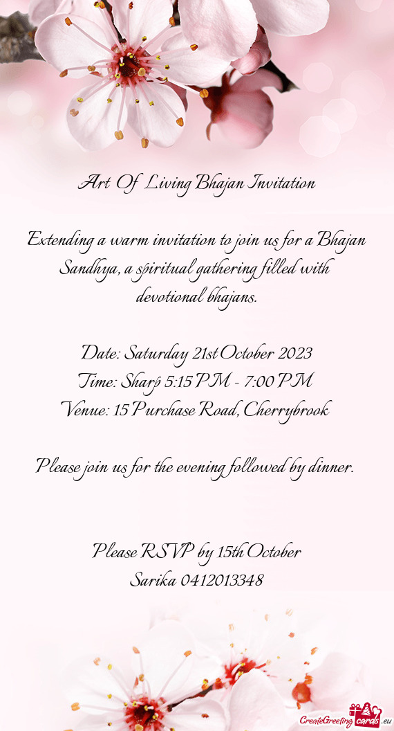 Art Of Living Bhajan Invitation