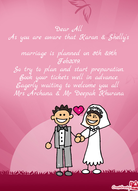 As you are aware that Karan & Shelly