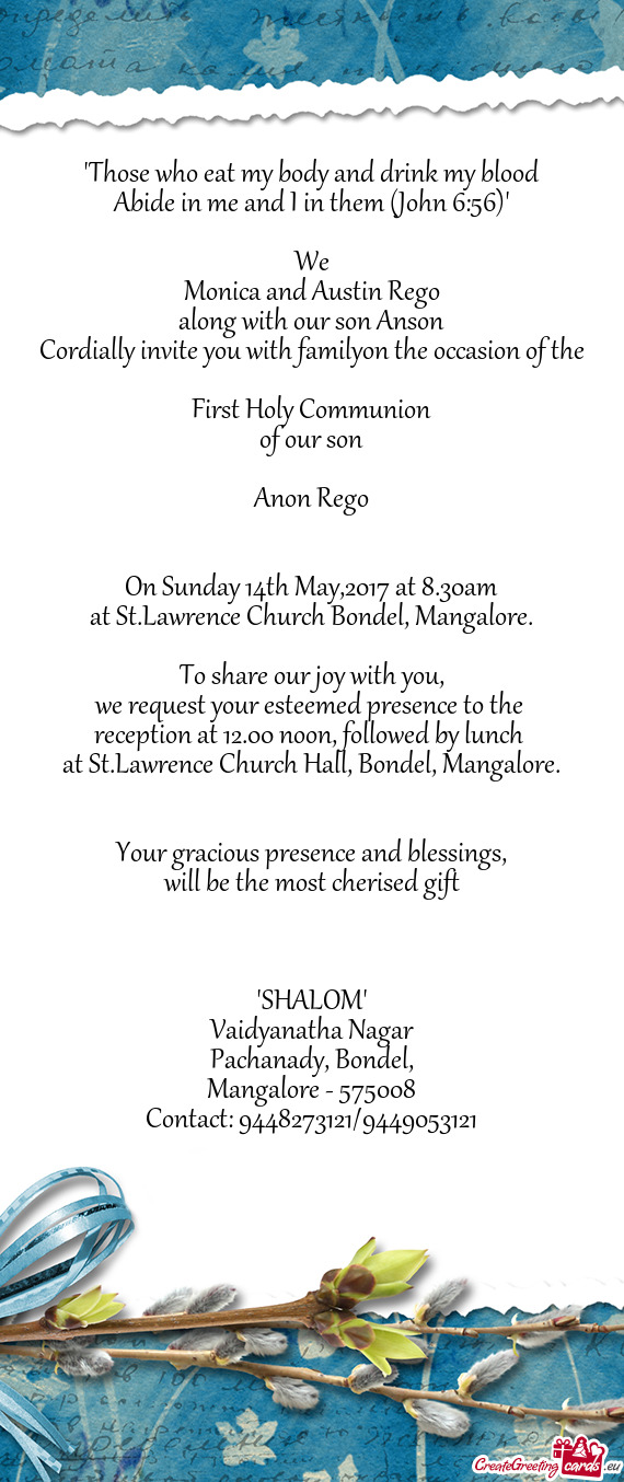 At St.Lawrence Church Hall, Bondel, Mangalore