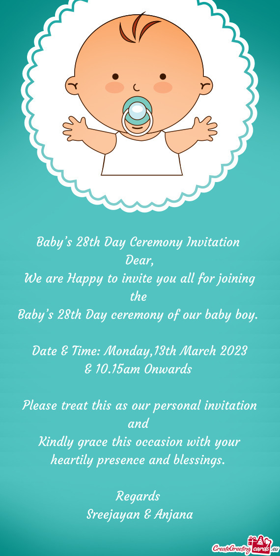 Baby’s 28th Day ceremony of our baby boy. 