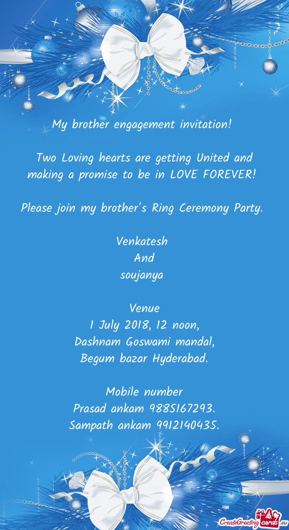 Be in LOVE FOREVER! 
 
 Please join my brother