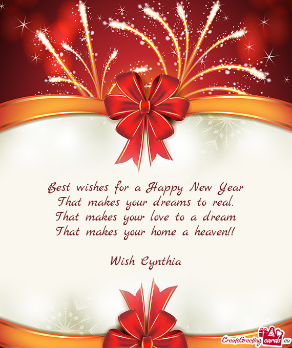 Best wishes for a Happy New Year