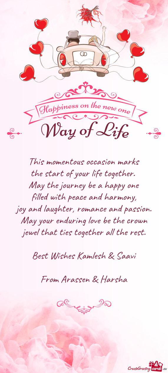 Best Wishes Kamlesh & Saavi
