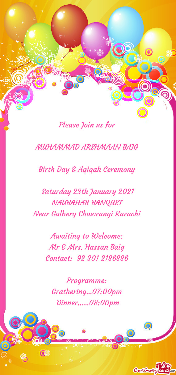 Birth Day & Aqiqah Ceremony