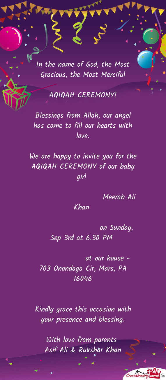 Blessings from Allah, our angel has come to fill our hearts with love