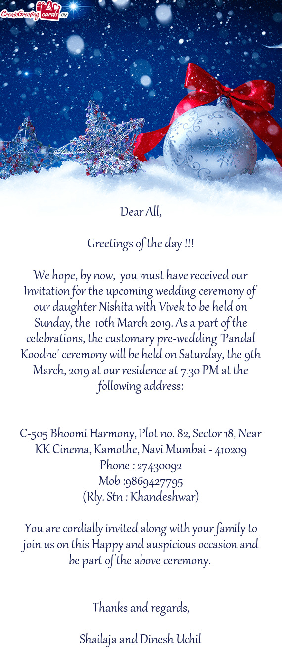 C-505 Bhoomi Harmony, Plot no. 82, Sector 18, Near KK Cinema, Kamothe, Navi Mumbai - 410209