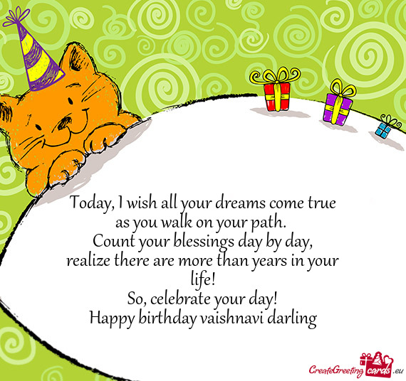 Celebrate your day!
 Happy birthday vaishnavi darling