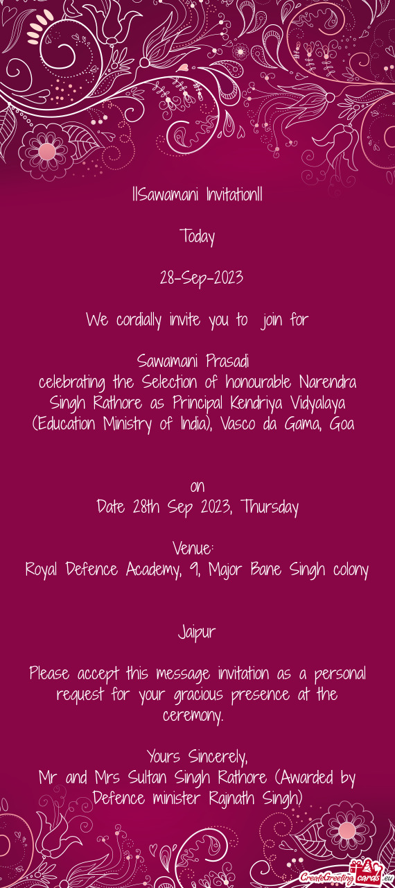 Celebrating the Selection of honourable Narendra Singh Rathore as Principal Kendriya Vidyalaya (Educ