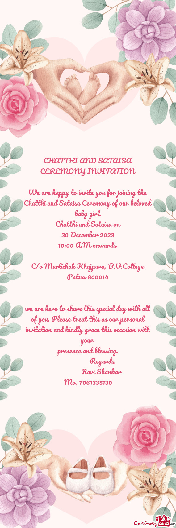 CHATTHI AND SATAISA CEREMONY INVITATION