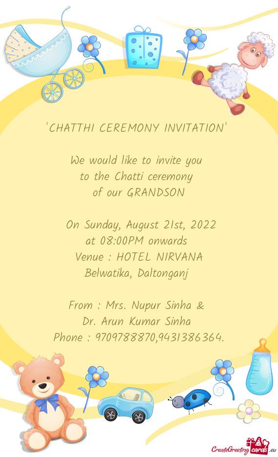 "CHATTHI CEREMONY INVITATION"