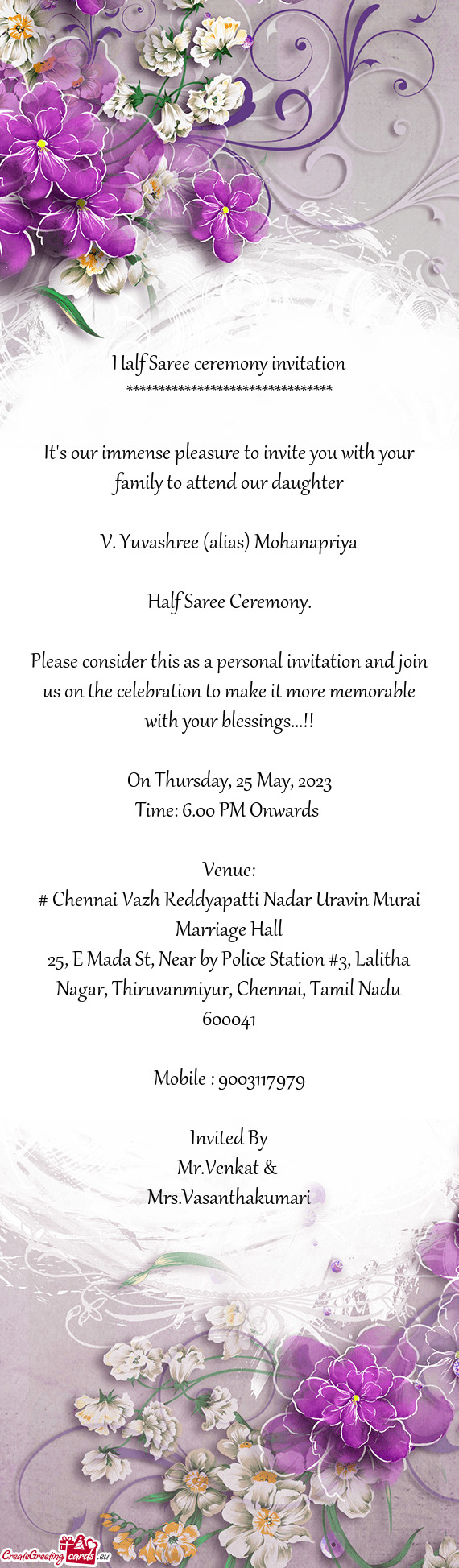 # Chennai Vazh Reddyapatti Nadar Uravin Murai Marriage Hall