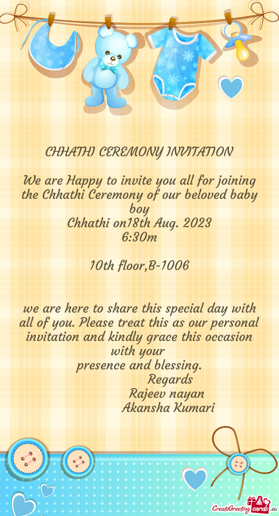 Chhathi on18th Aug. 2023
