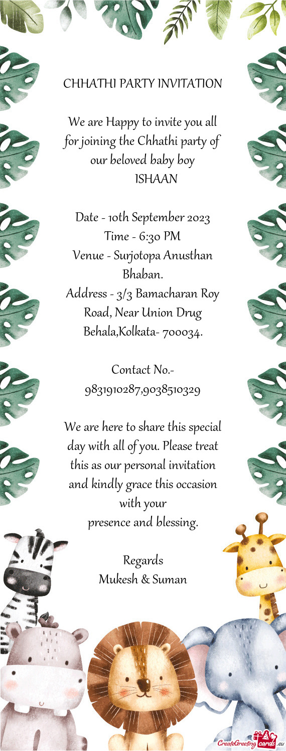 CHHATHI PARTY INVITATION