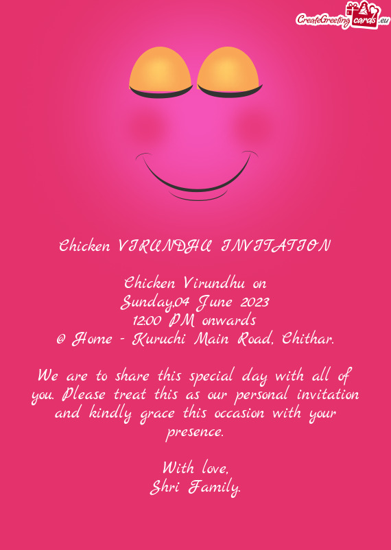 Chicken VIRUNDHU INVITATION