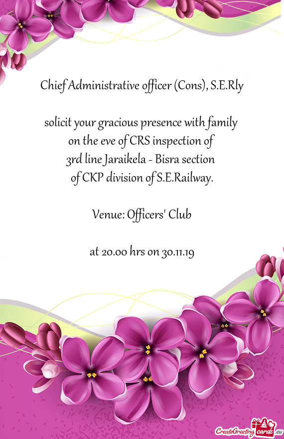 Chief Administrative officer (Cons), S.E.Rly