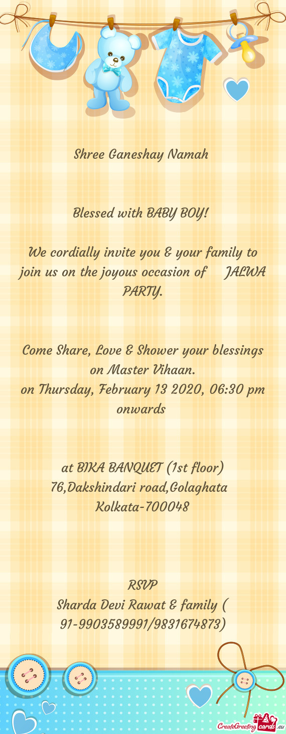 Come Share, Love & Shower your blessings on Master Vihaan