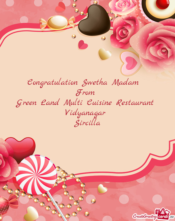 Congratulation Swetha Madam