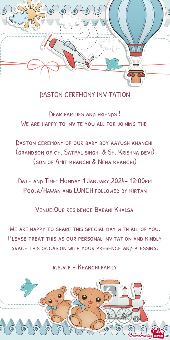 Daston ceremony of our baby boy aayush khanchi