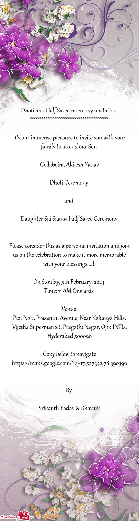 Daughter Sai Saanvi Half Saree Ceremony