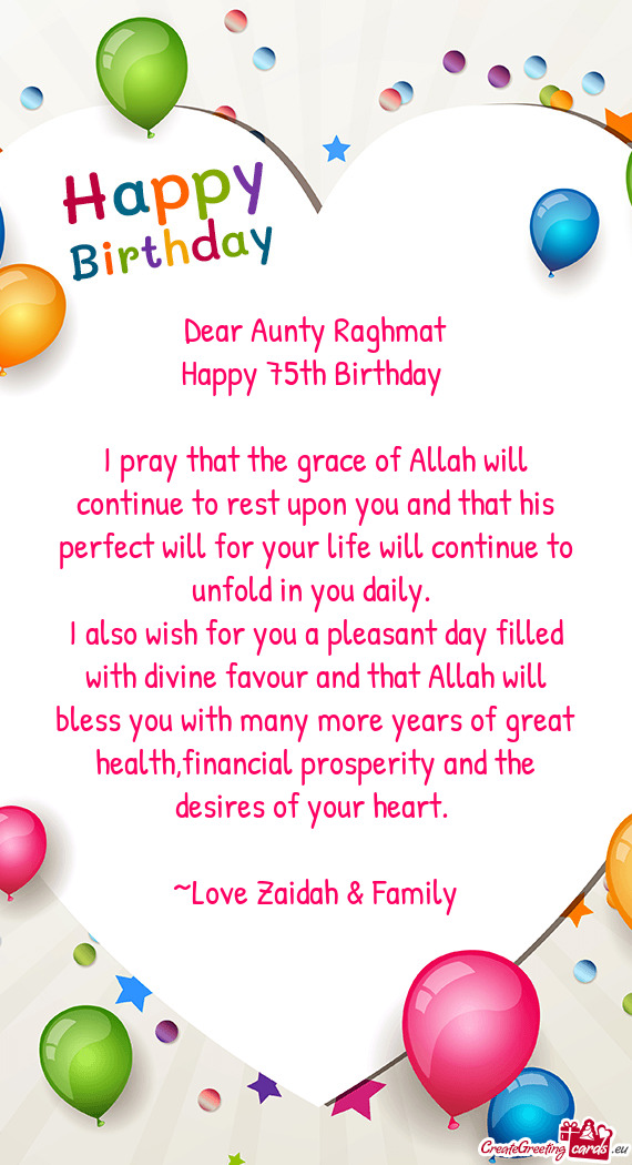 Dear Aunty Raghmat