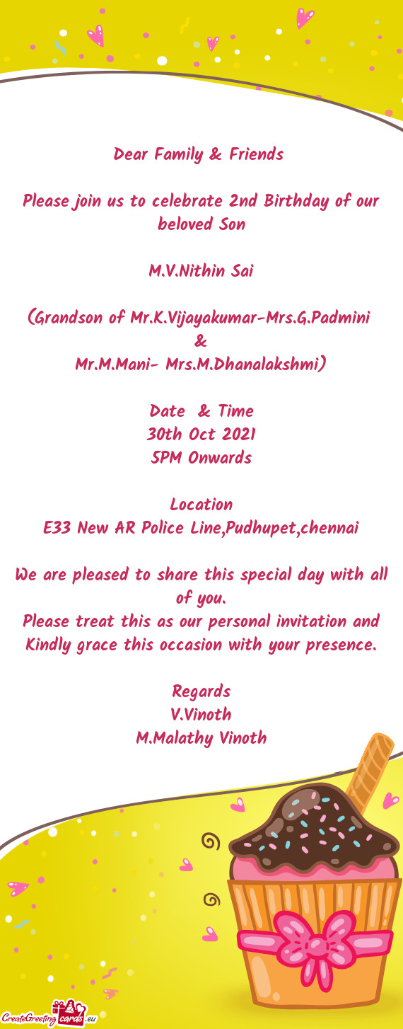 Dear Family & Friends     Please join us to celebrate 2nd