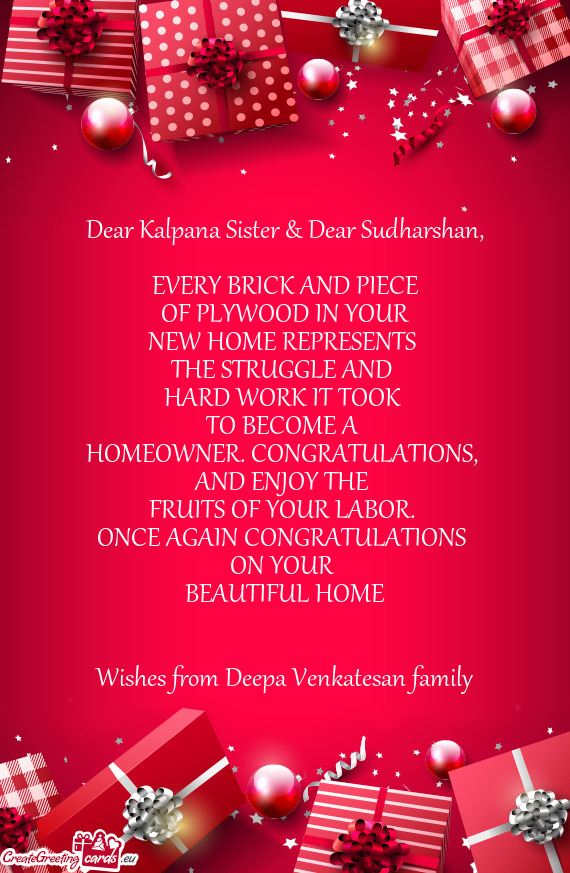 Dear Kalpana Sister & Dear Sudharshan