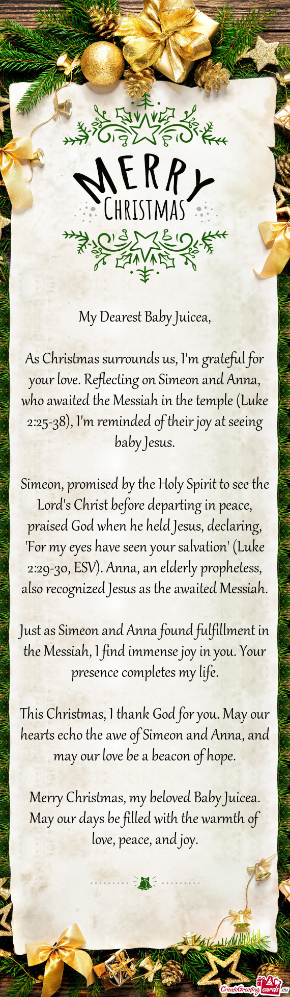 E Messiah in the temple (Luke 2:25-38), I