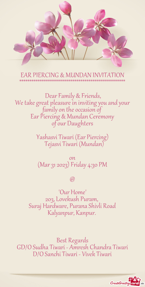 EAR PIERCING & MUNDAN INVITATION