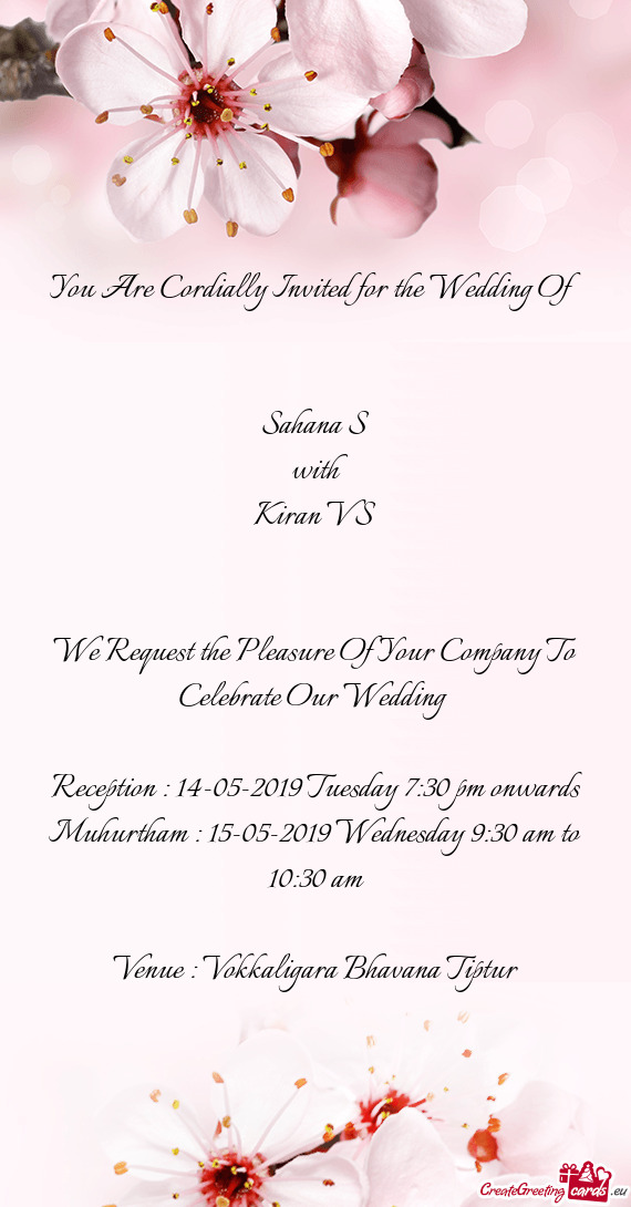 Easure Of Your Company To Celebrate Our Wedding 
 
 Reception