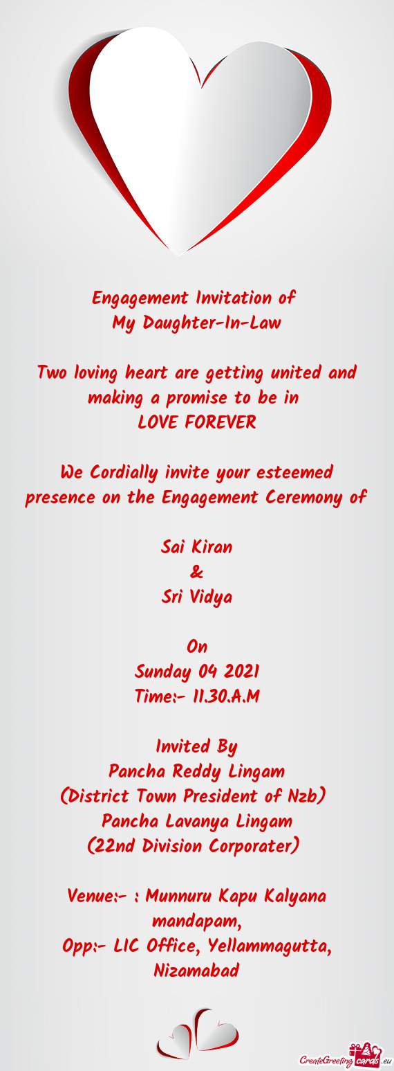 Engagement Invitation of