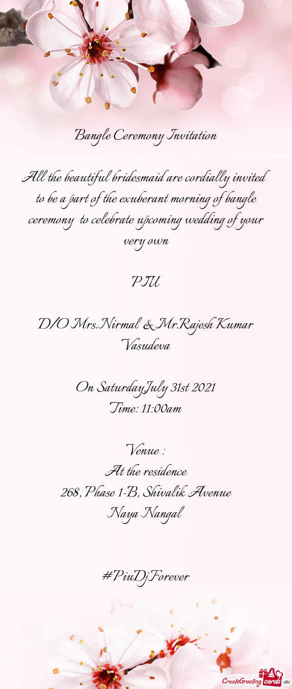 Eremony to celebrate upcoming wedding of your very own