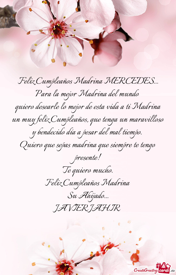 Feliz Cumplea Os Madrina Mercedes Free Cards