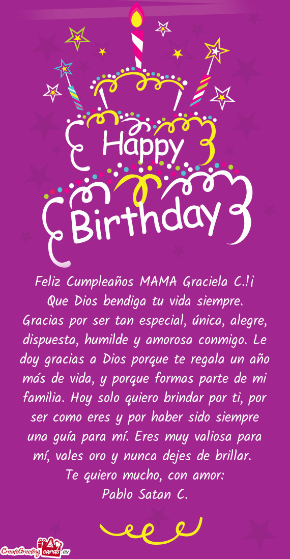 Feliz Cumpleaños MAMA Graciela C.!¡
