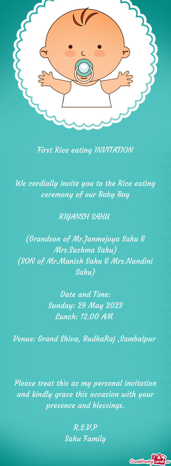 First Rice eating INVITATION