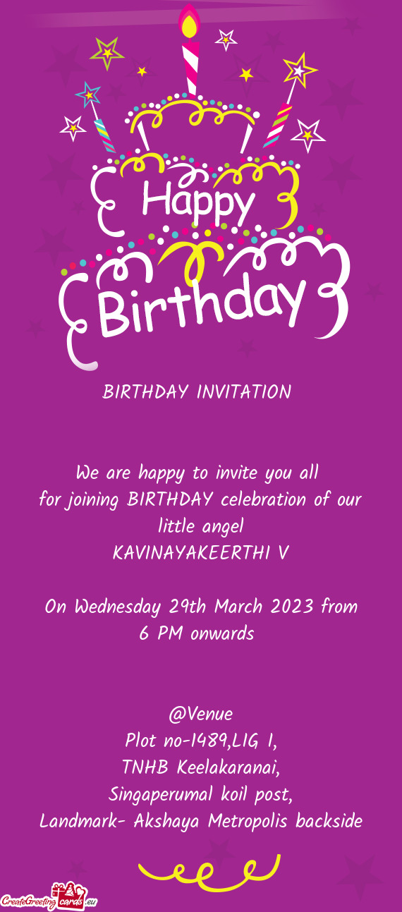 For joining BIRTHDAY celebration of our little angel