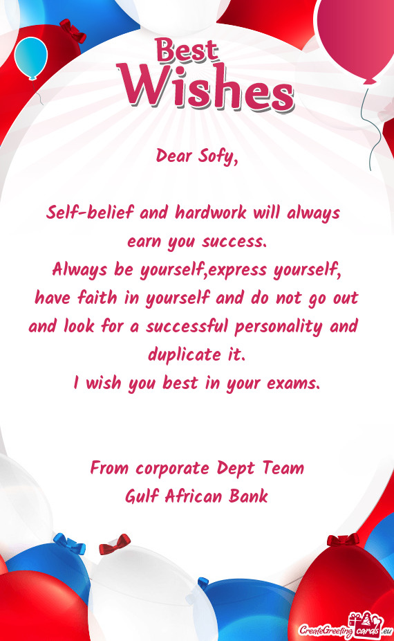 From corporate Dept Team