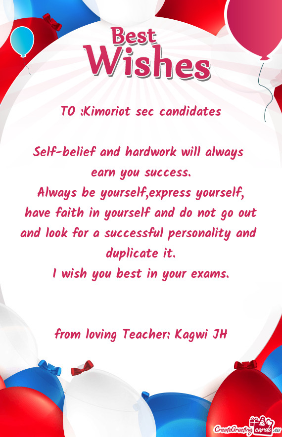 From loving Teacher: Kagwi JH