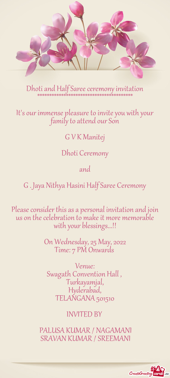 G . Jaya Nithya Hasini Half Saree Ceremony