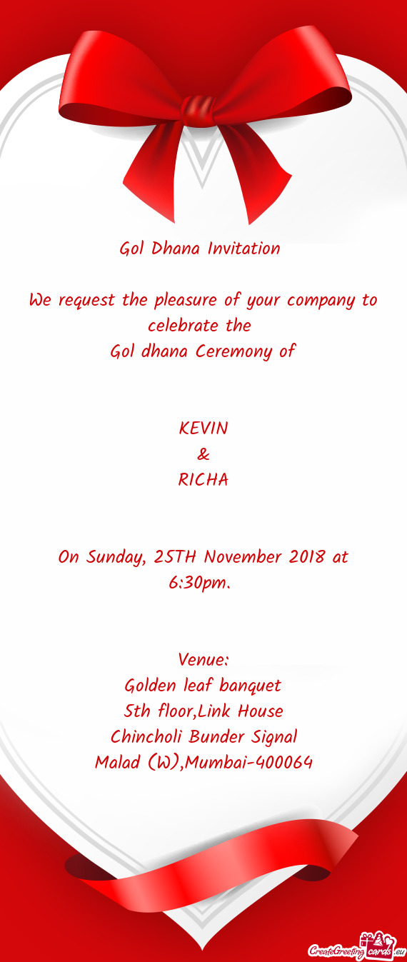 Gol Dhana Invitation 